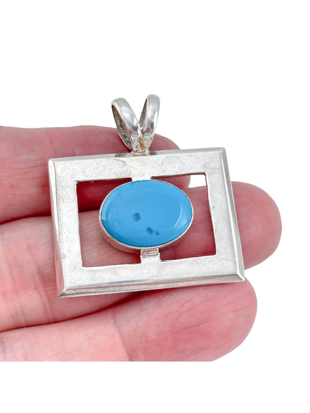 Vintage Mexico Taxco Sterling Silver 925 Turquoise Pendant